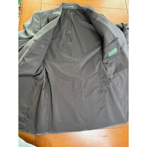 Lauren Ralph Lauren 100% Wool Gray Pinstripe 2 Button Blazer Academia Preppy 40L - Picture 4 of 13